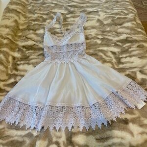 Charo Ruiz Mini White Lace Dress